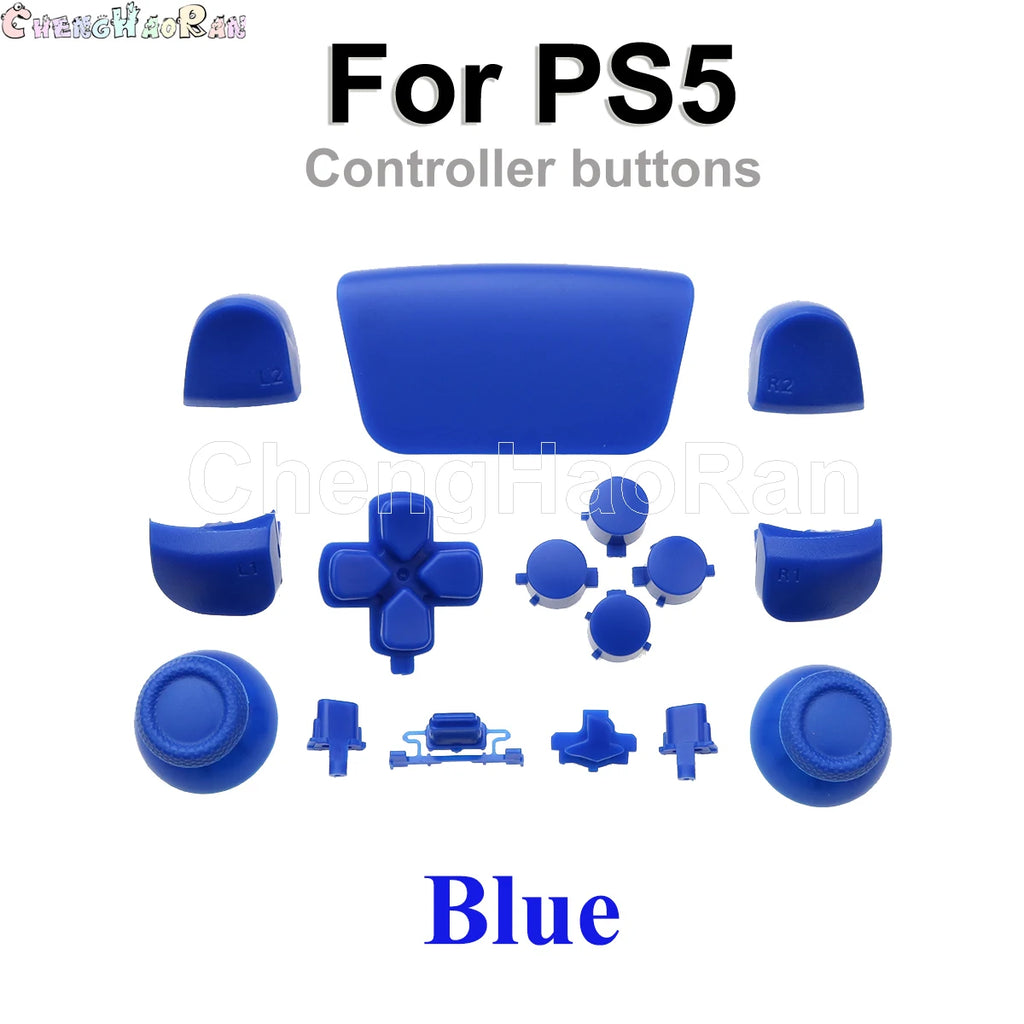 1set Chrome Joystick Key Replacement Shell Case Cover Cap for PS5 ABXY L1 L2 R1 R2 button Gamepad Handle Controller Accessories