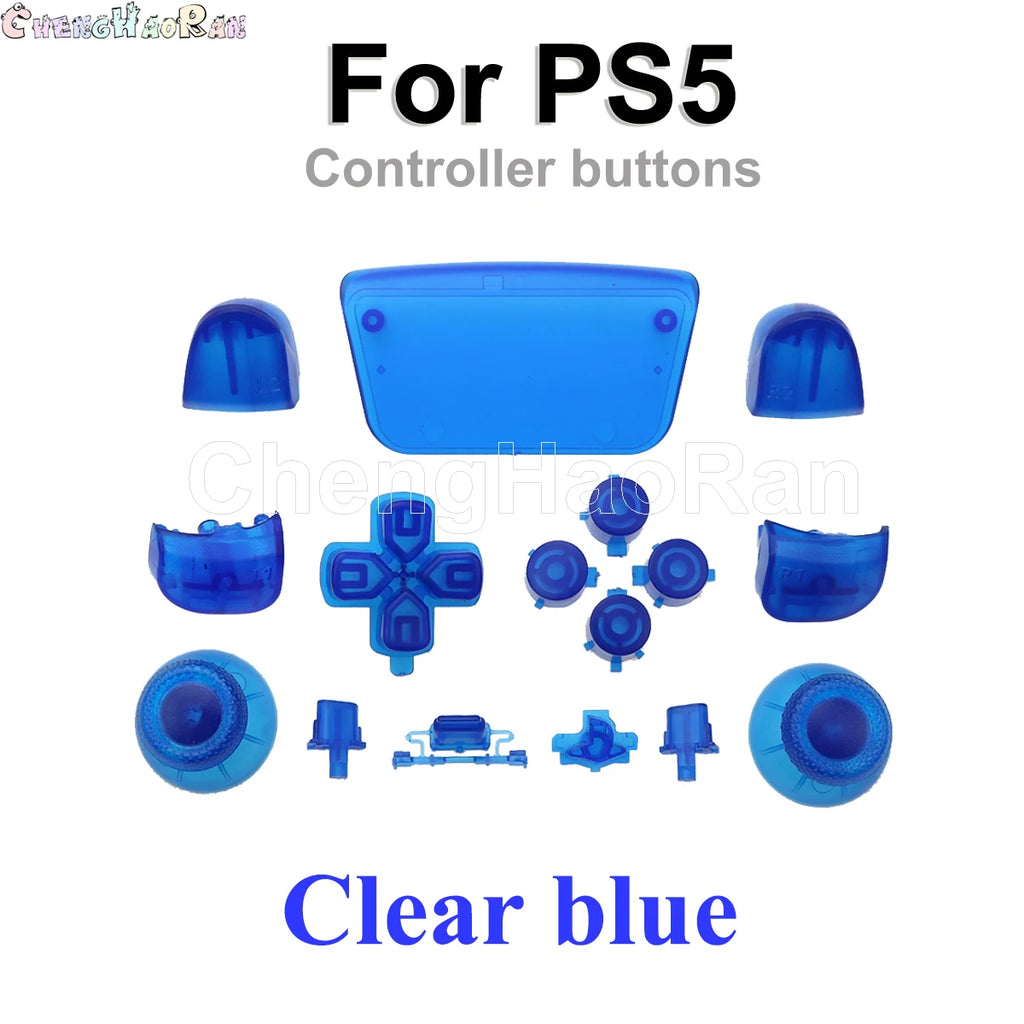 1set Chrome Joystick Key Replacement Shell Case Cover Cap for PS5 ABXY L1 L2 R1 R2 button Gamepad Handle Controller Accessories