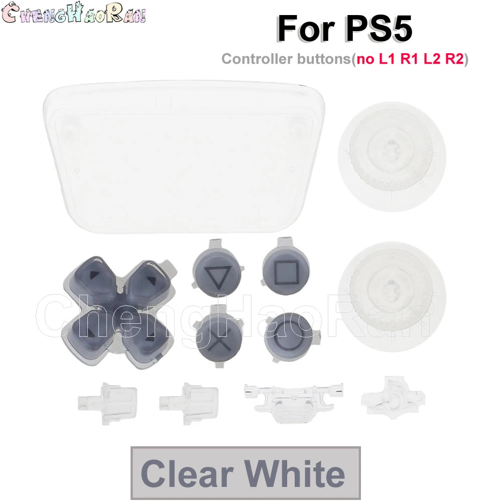 1set Chrome Joystick Key Replacement Shell Case Cover Cap for PS5 ABXY L1 L2 R1 R2 button Gamepad Handle Controller Accessories
