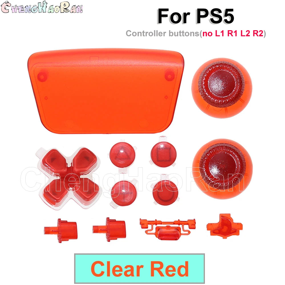 1set Chrome Joystick Key Replacement Shell Case Cover Cap for PS5 ABXY L1 L2 R1 R2 button Gamepad Handle Controller Accessories