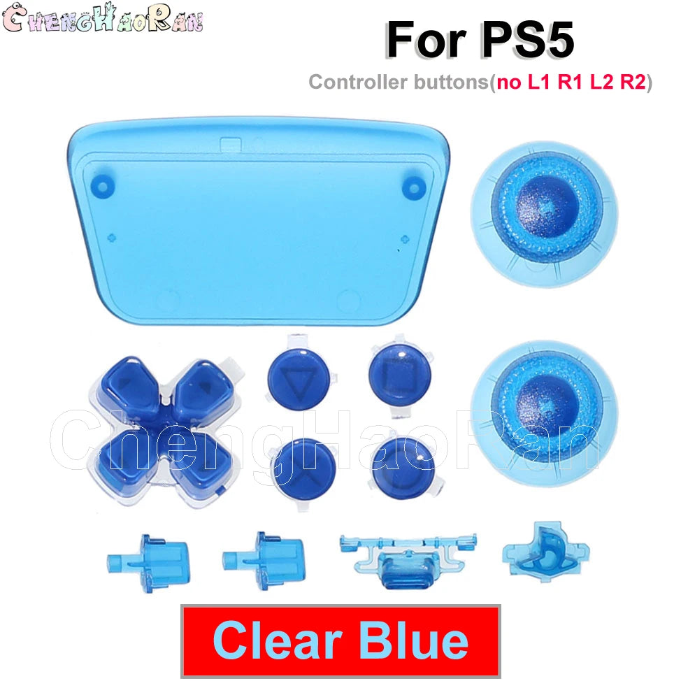1set Chrome Joystick Key Replacement Shell Case Cover Cap for PS5 ABXY L1 L2 R1 R2 button Gamepad Handle Controller Accessories