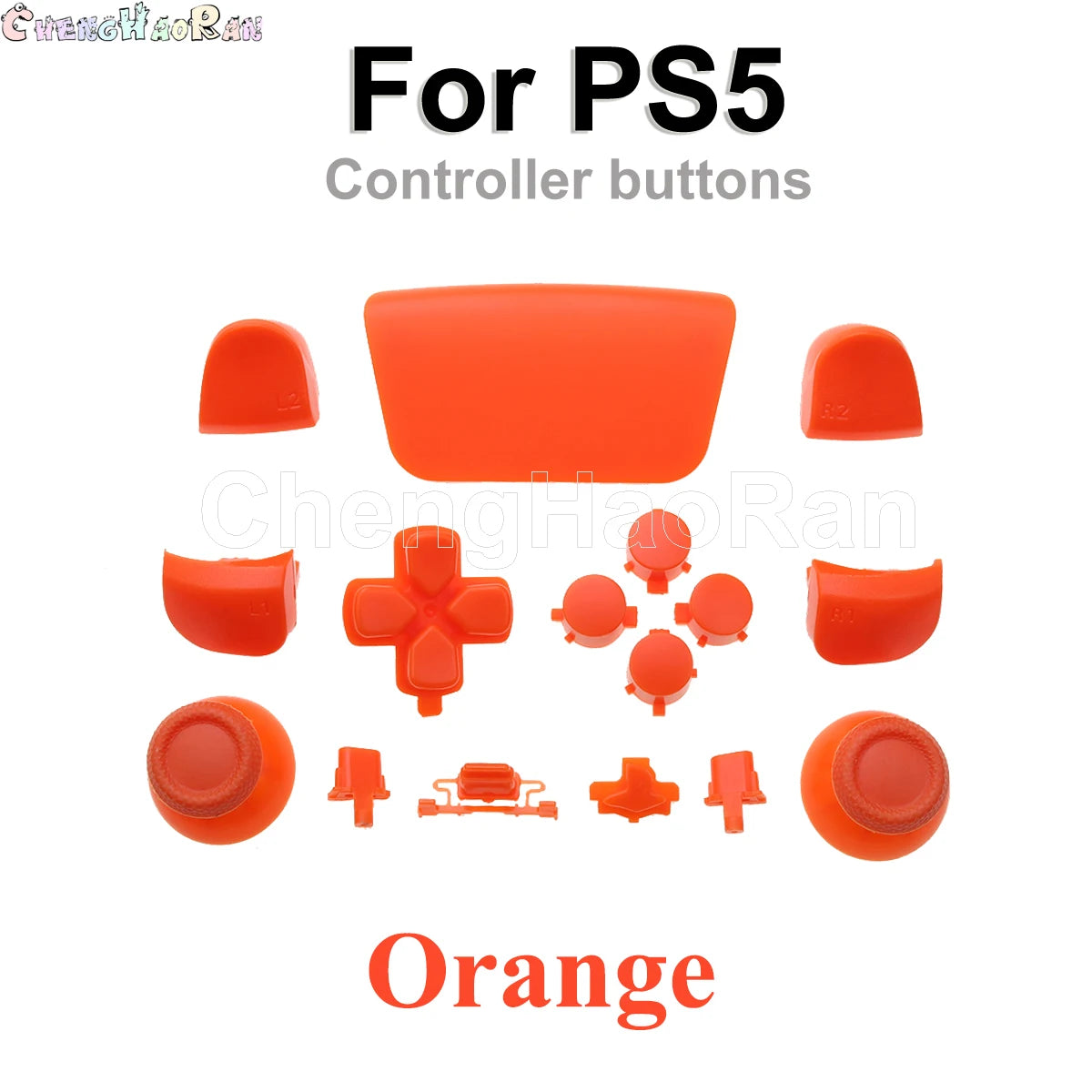 1set Chrome Joystick Key Replacement Shell Case Cover Cap for PS5 ABXY L1 L2 R1 R2 button Gamepad Handle Controller Accessories