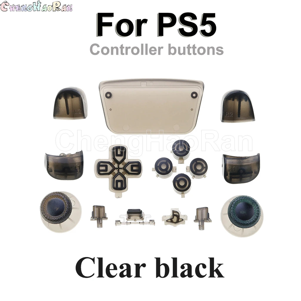 1set Chrome Joystick Key Replacement Shell Case Cover Cap for PS5 ABXY L1 L2 R1 R2 button Gamepad Handle Controller Accessories