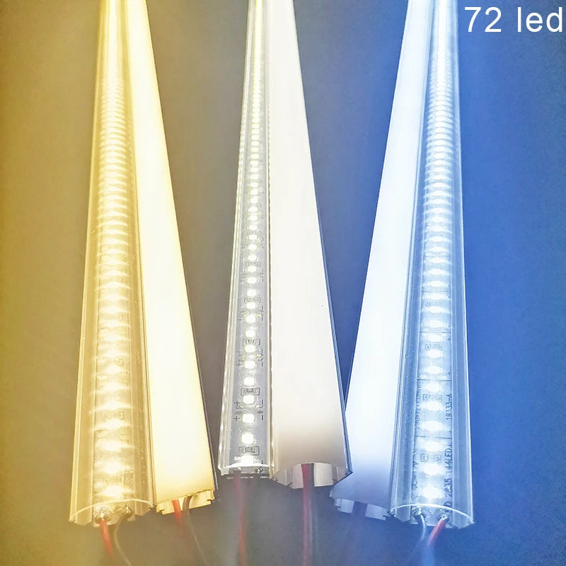 2835 Super Bright DC 12V 72 LED 50cm perfil aluminio Profile Holder for LED Strip Light Bar Cabinet Lamp Kitchen Closet