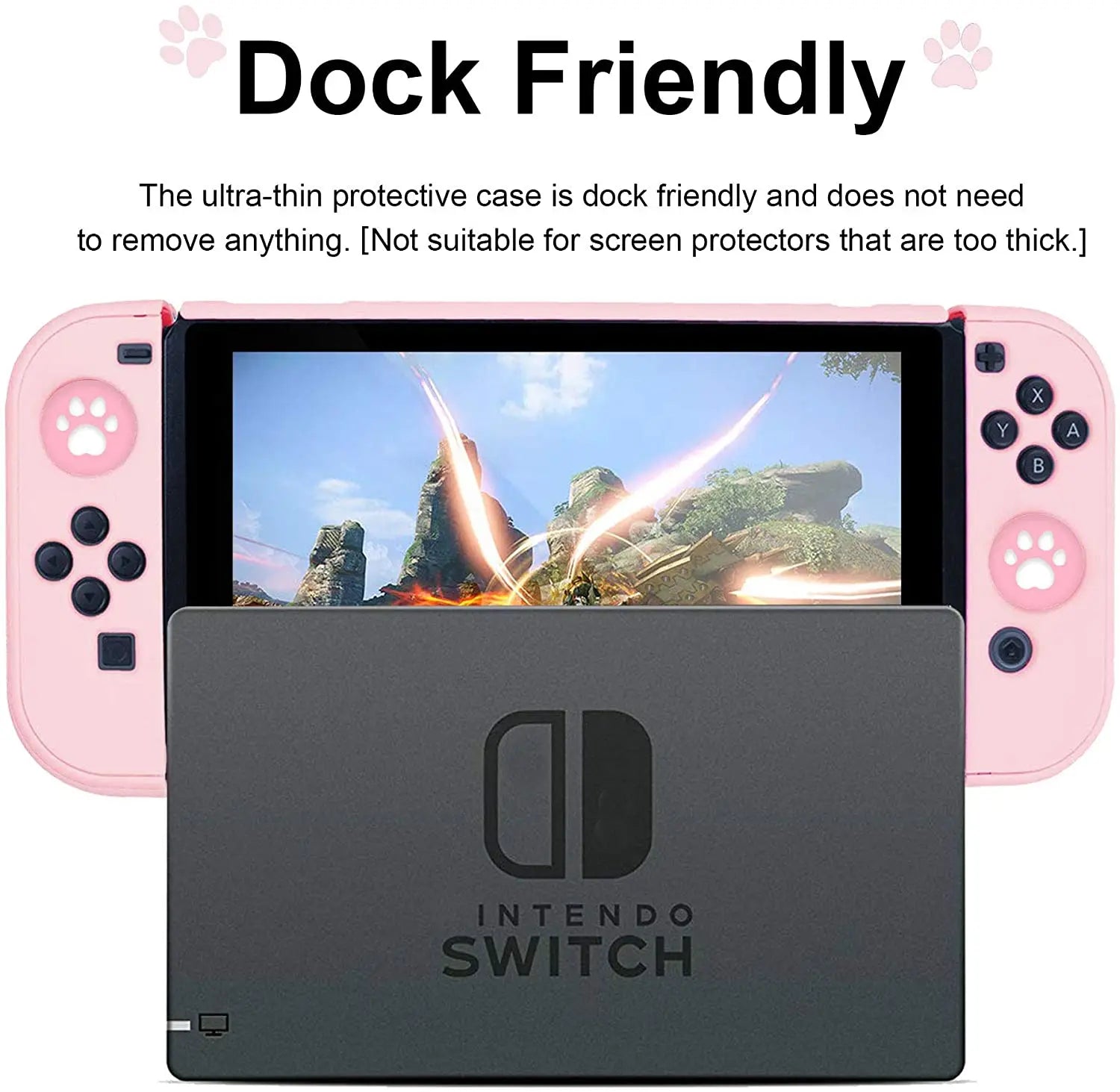 For Nintendo Switch Dockable Switch Protective Case Cover JoyCon Controllers with Glass Screen Protector, Anti-Scratch Shock-Ab