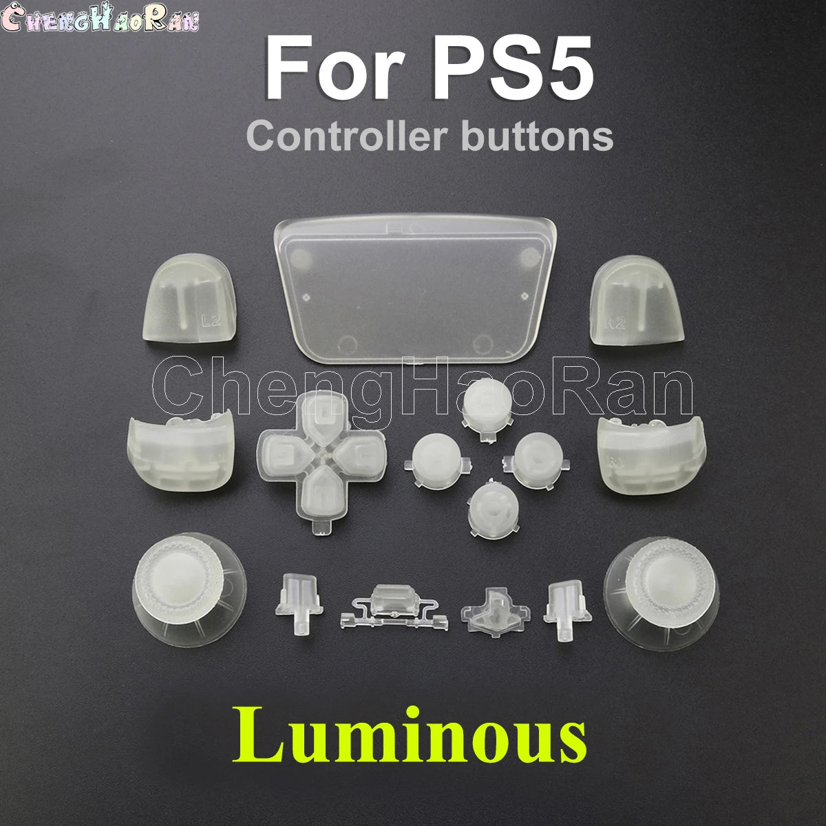 1set Chrome Joystick Key Replacement Shell Case Cover Cap for PS5 ABXY L1 L2 R1 R2 button Gamepad Handle Controller Accessories