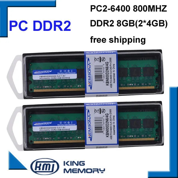 KEMBONA RAM DESKTOP PC DDR2 800Mhz 8GB (KIT of 2x4gb) ddr2 8g kit PC2-6400 only for A-M-D motherboard