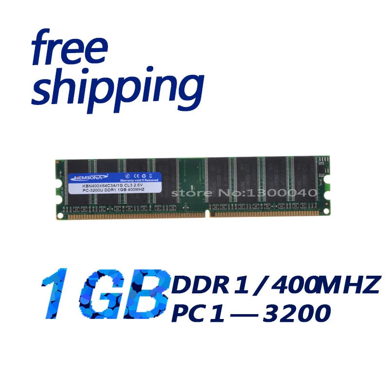 KEMBONA Brand New Ram DDR1 400 pc3200 1GB DIMM support ddr 333 pc2700 lifetime warranty