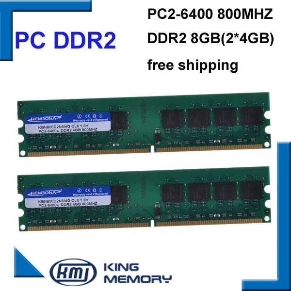 KEMBONA RAM DESKTOP PC DDR2 800Mhz 8GB (KIT of 2x4gb) ddr2 8g kit PC2-6400 only for A-M-D motherboard