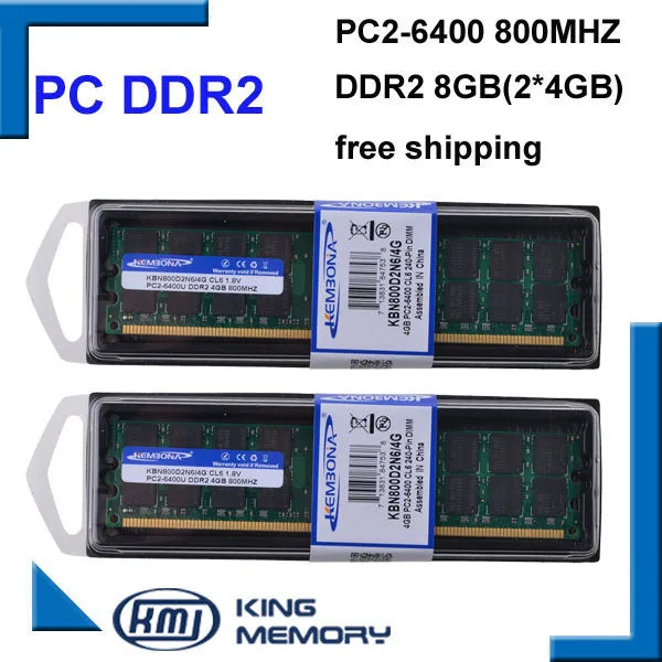 KEMBONA RAM DESKTOP PC DDR2 800Mhz 8GB (KIT of 2x4gb) ddr2 8g kit PC2-6400 only for A-M-D motherboard