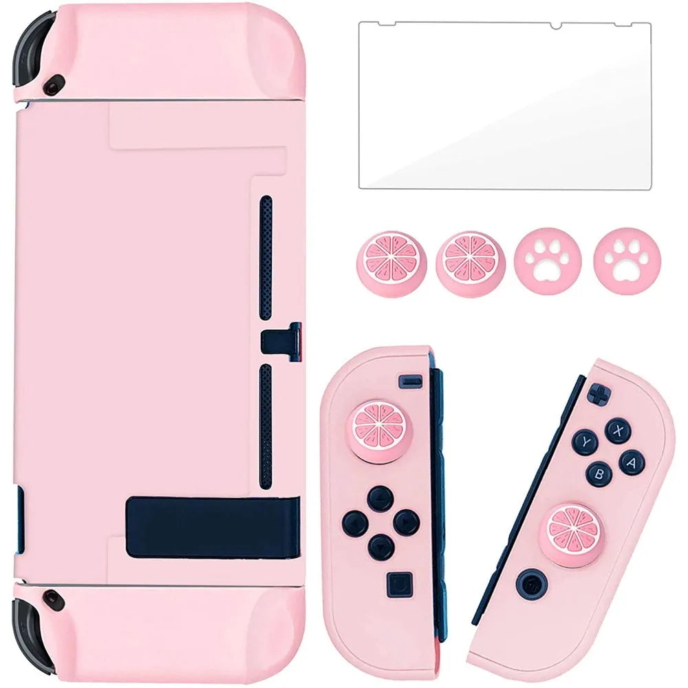 For Nintendo Switch Dockable Switch Protective Case Cover JoyCon Controllers with Glass Screen Protector, Anti-Scratch Shock-Ab