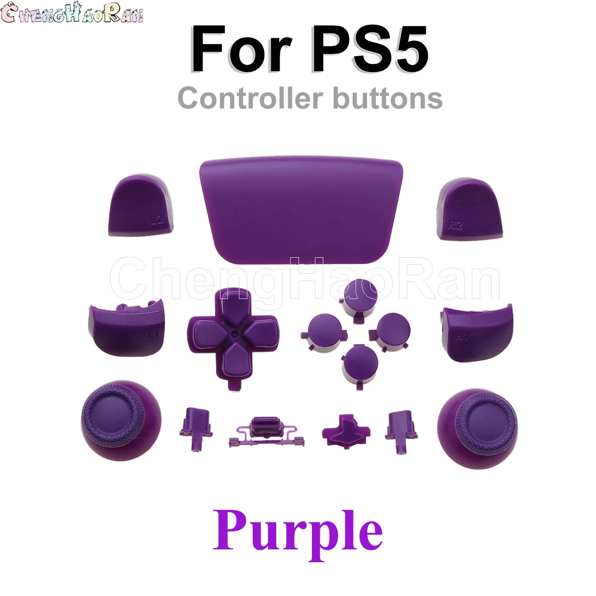 1set Chrome Joystick Key Replacement Shell Case Cover Cap for PS5 ABXY L1 L2 R1 R2 button Gamepad Handle Controller Accessories