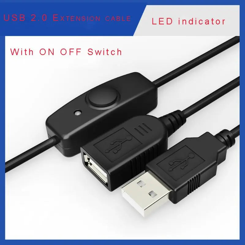 Data Sync USB 2.0/3.0 Extender Cord USB Extension Cable With ON OFF Switch LED Indicator for Raspberry Pi PC USB Fan LED Lamp