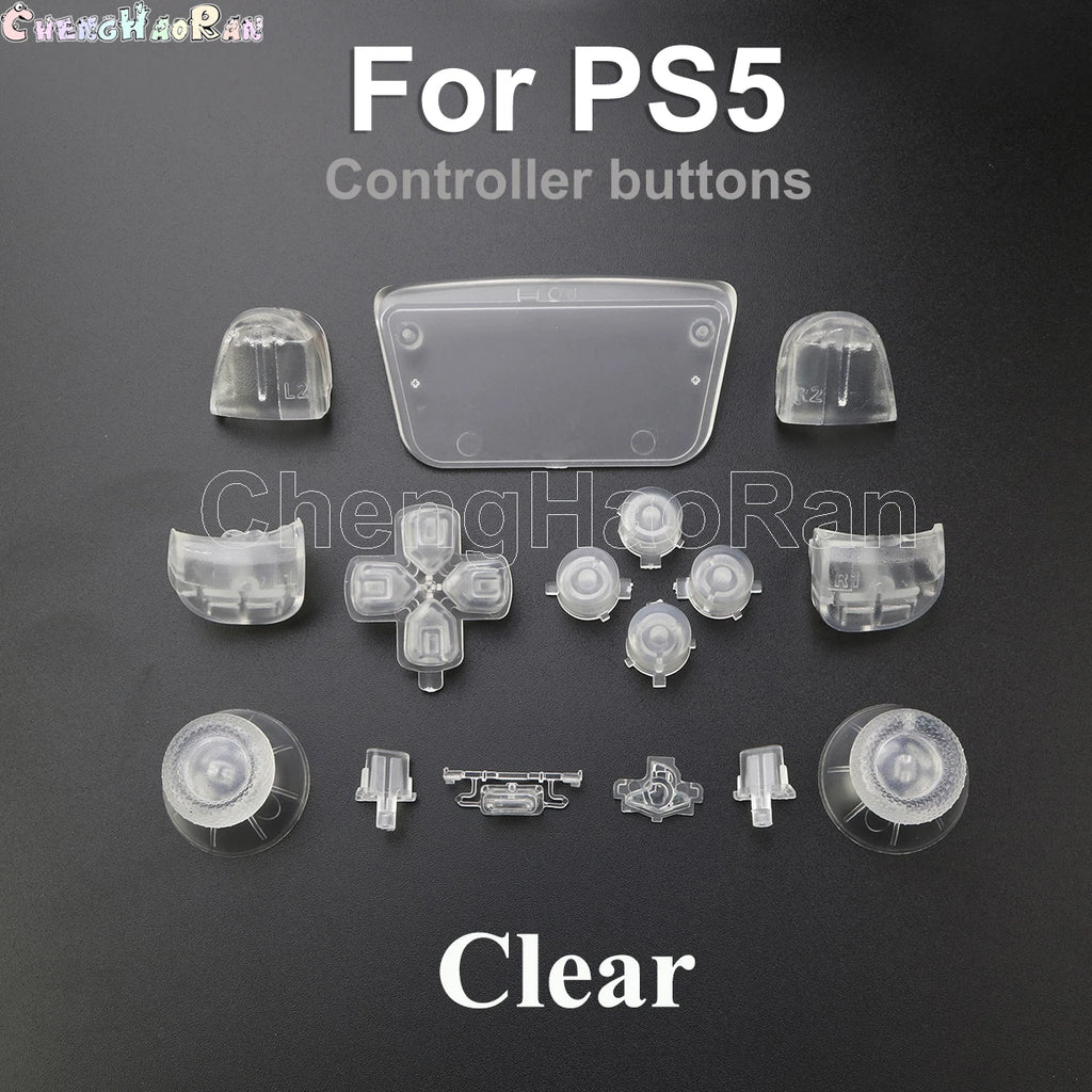 1set Chrome Joystick Key Replacement Shell Case Cover Cap for PS5 ABXY L1 L2 R1 R2 button Gamepad Handle Controller Accessories