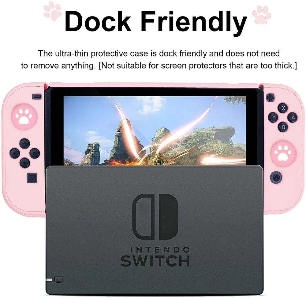For Nintendo Switch Dockable Switch Protective Case Cover JoyCon Controllers with Glass Screen Protector, Anti-Scratch Shock-Ab