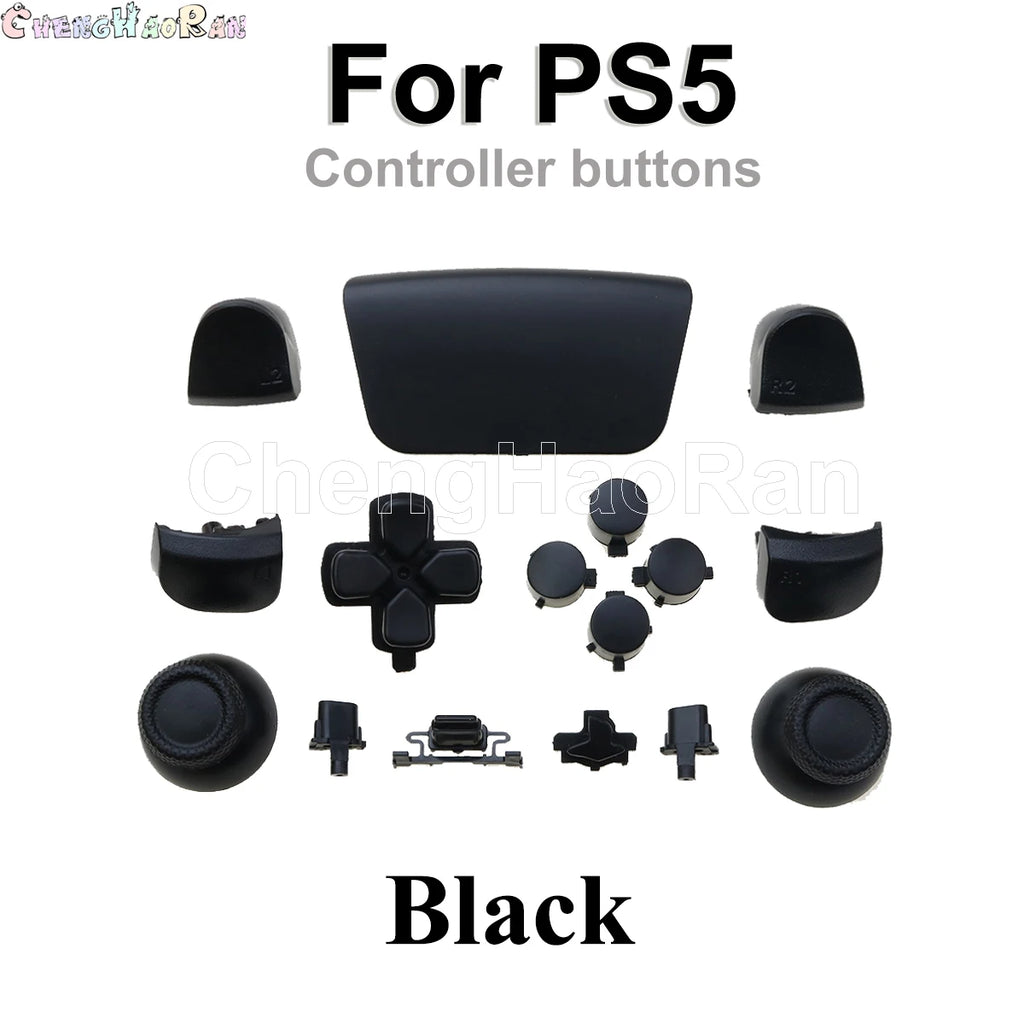 1set Chrome Joystick Key Replacement Shell Case Cover Cap for PS5 ABXY L1 L2 R1 R2 button Gamepad Handle Controller Accessories