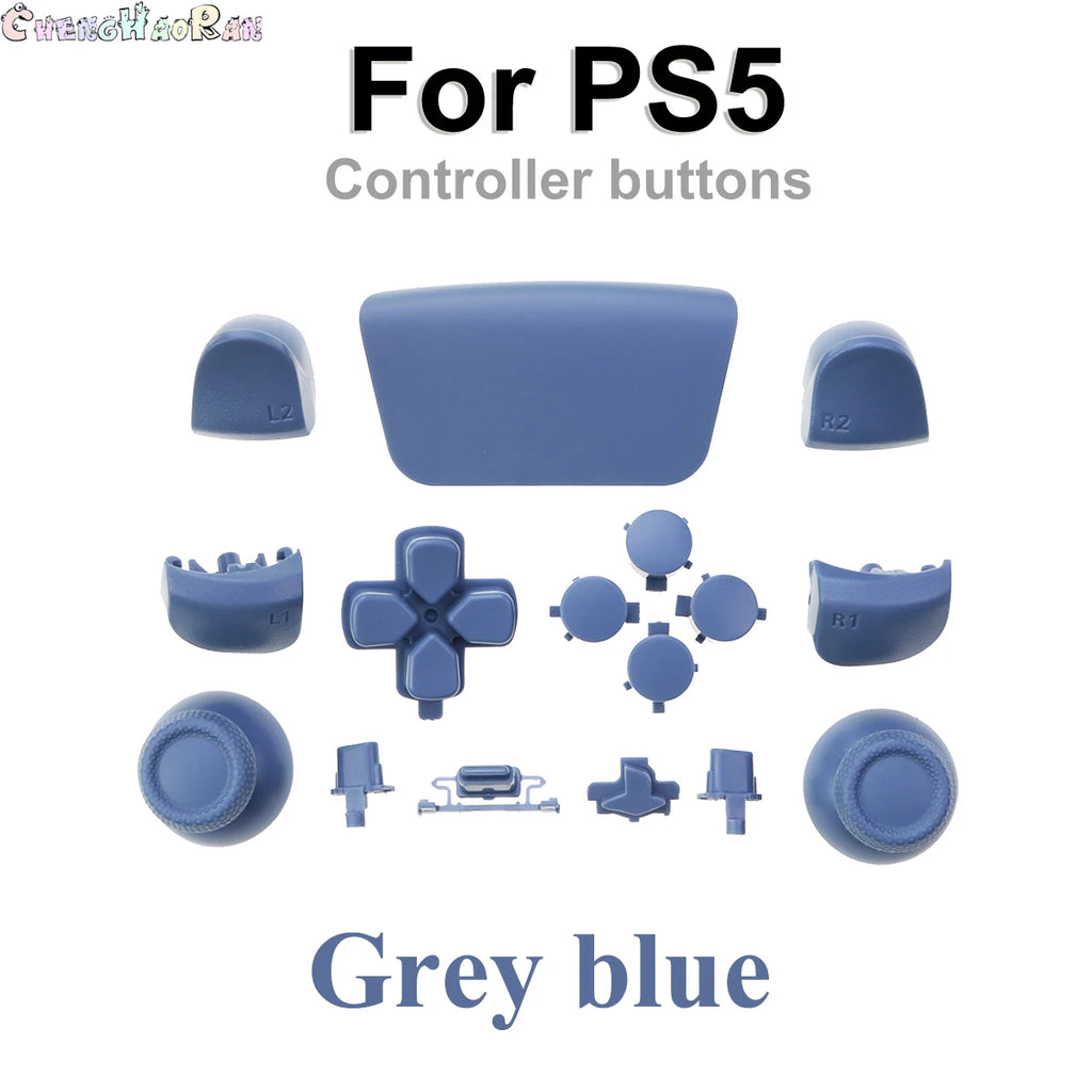 1set Chrome Joystick Key Replacement Shell Case Cover Cap for PS5 ABXY L1 L2 R1 R2 button Gamepad Handle Controller Accessories