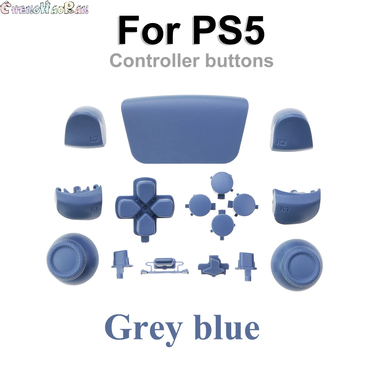 1set Chrome Joystick Key Replacement Shell Case Cover Cap for PS5 ABXY L1 L2 R1 R2 button Gamepad Handle Controller Accessories