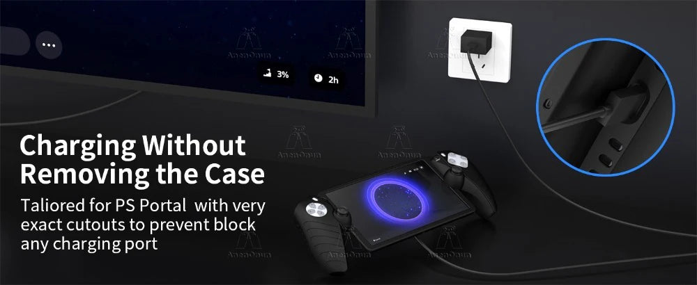 Silicone Case for PS Portal Full Cover Anti-fall Anti-scratch All-Round Protection Non-Slip Grip Durable Soft Shell Skin - Black