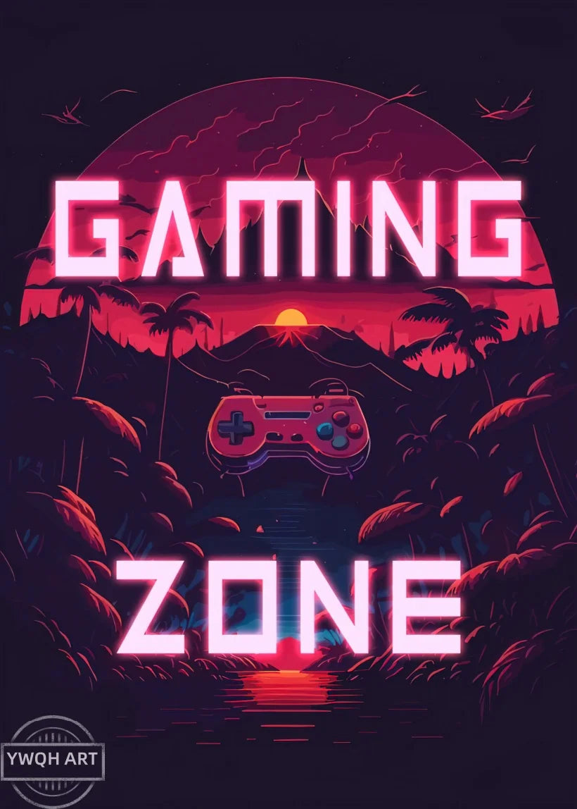 Neon Eat Sleep Game Repeat Word Poster Gamer Logic Canvas Painting Wall Art Home Decor Gaming Zone Picture Boys Gamer Room Gift