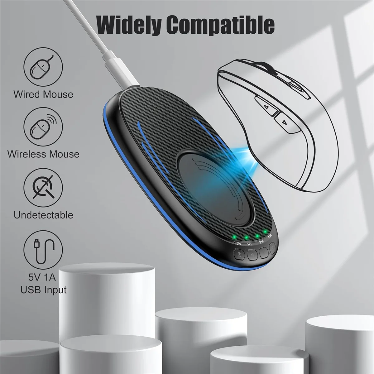 New Mouse Mover Undetectable with Timer, Silent Mouse Jiggler with ON/Off Switch, Mouse Wiggler to Keep Computer Alive-Black