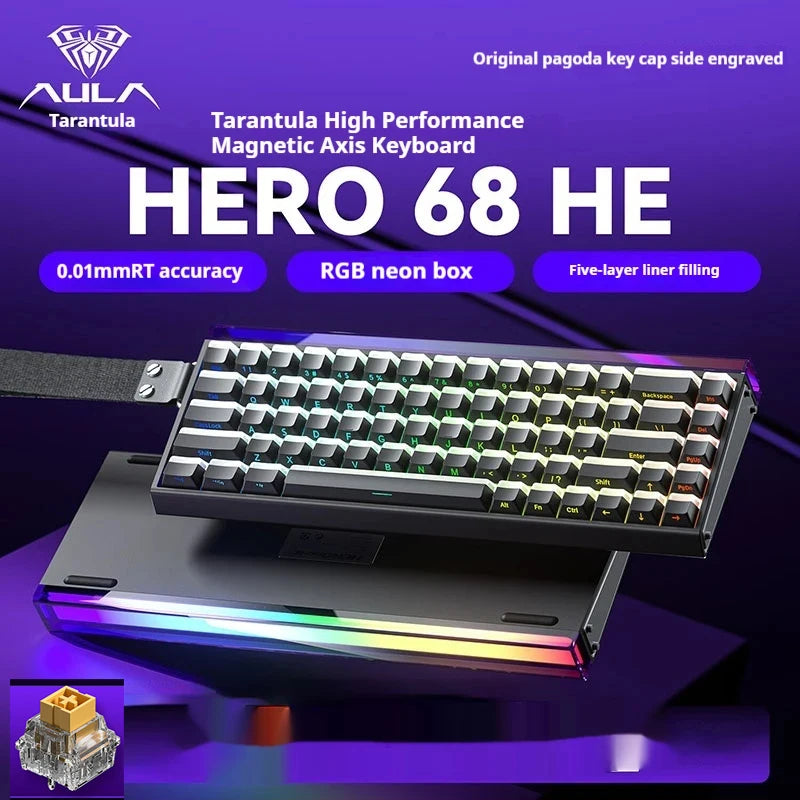 New AULA HERO 68HE/ULTRA INSTOCK Magnetic Switch Gaming Keyboard&Mouse E-sport Custom Mechanical Wired Keyboard Accessories