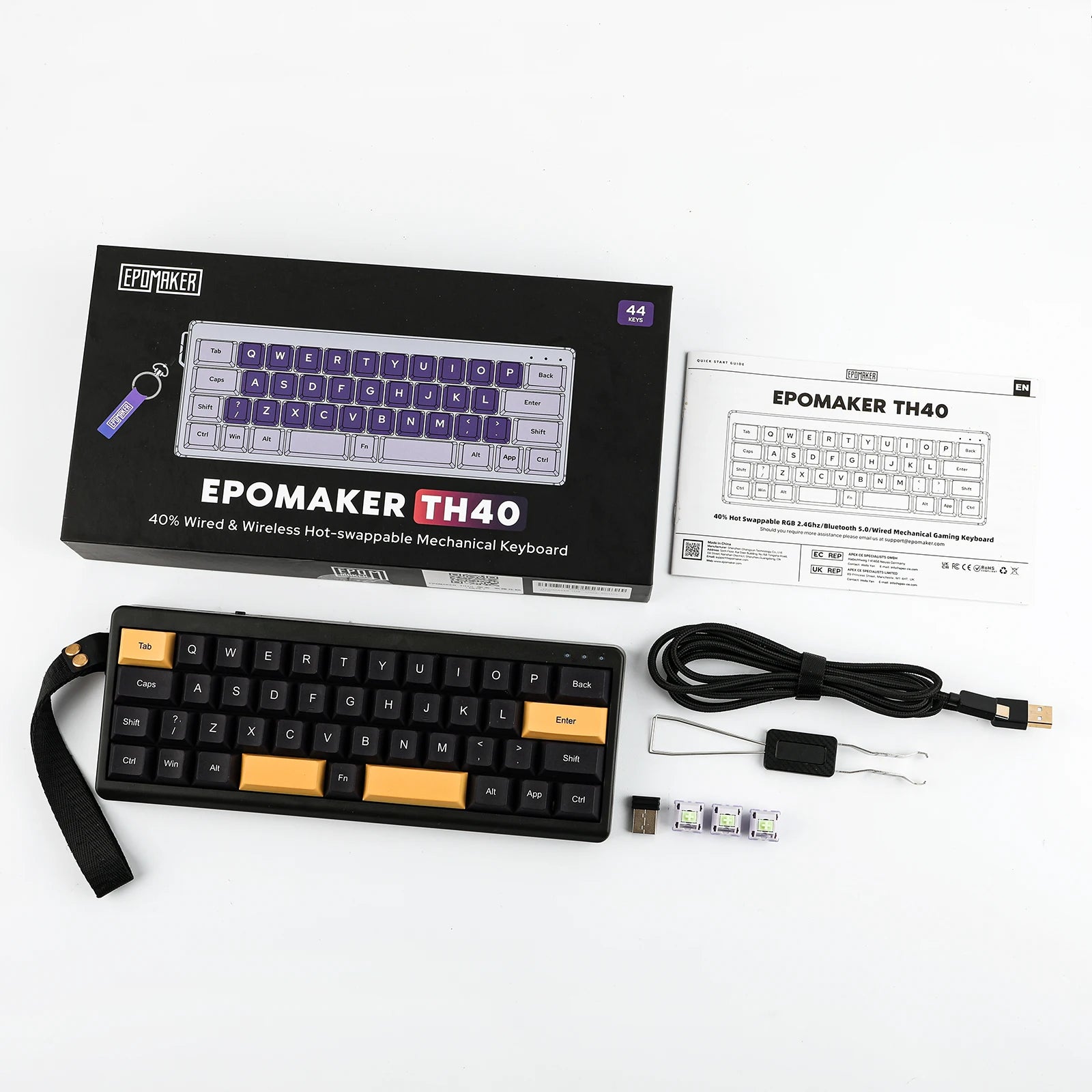 EPOMAKER TH40 QMK/VIA Ultra-Compact 40% Layout Hot-Swap Gasket-mounted Type-C Wired/Bluetooth/2.4G Wireless Mechanical Keyboard