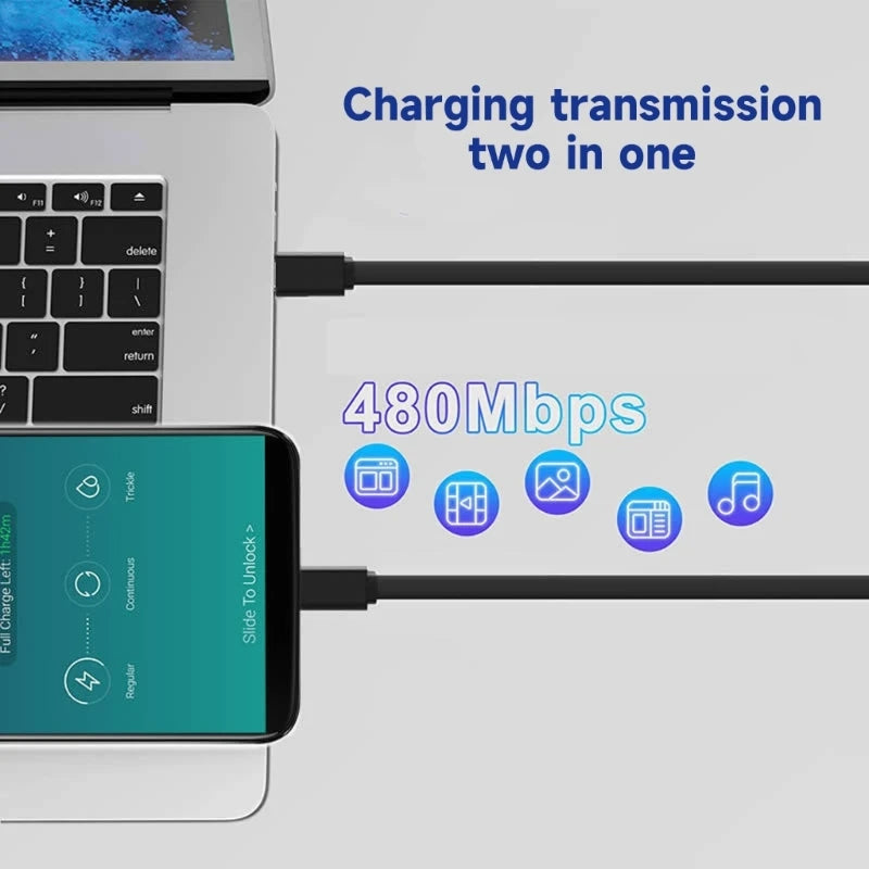 Retractable PD 60W USB C to USB C Data Cable, Notebook Fast Charging Cord Compatible with Type C Phone Switch Tablets