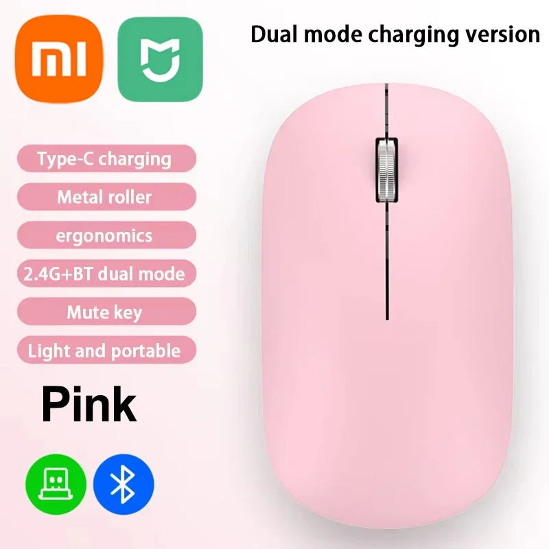 Xiaomi Wireless Mouse Bluetooth Silent 2.4G Dual-mode Type-C Charging Ergonomic Morandi Portable Laptop Office Gaming Mouse