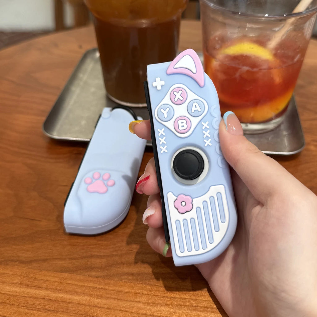 Micro-Frosted Hard Protective Case for Nintendo Switch / OLED / Switch 2 - Silicone Grip Protective Cover,Cat Ear Joycon Cover