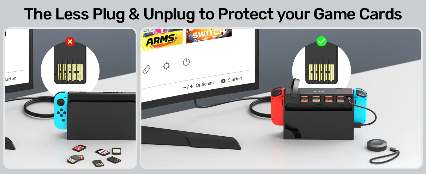 Alxum D1100B For Nintendo Switch Game Card Reader with Wireless Remote Gaming Gamers Accessories Plug & Play USB Powered Black