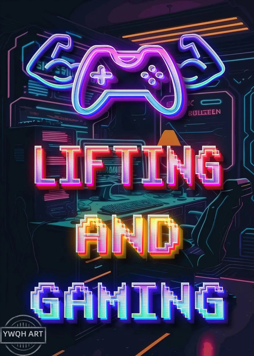 Neon Eat Sleep Game Repeat Word Poster Gamer Logic Canvas Painting Wall Art Home Decor Gaming Zone Picture Boys Gamer Room Gift