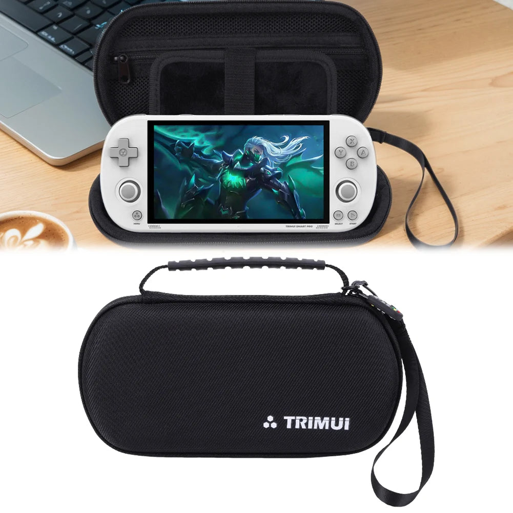 Hard EVA Carrying Case for Trimui Smart Pro Handheld Game Console Silicone Protective Case Storage Bag with Tempered Glass Film