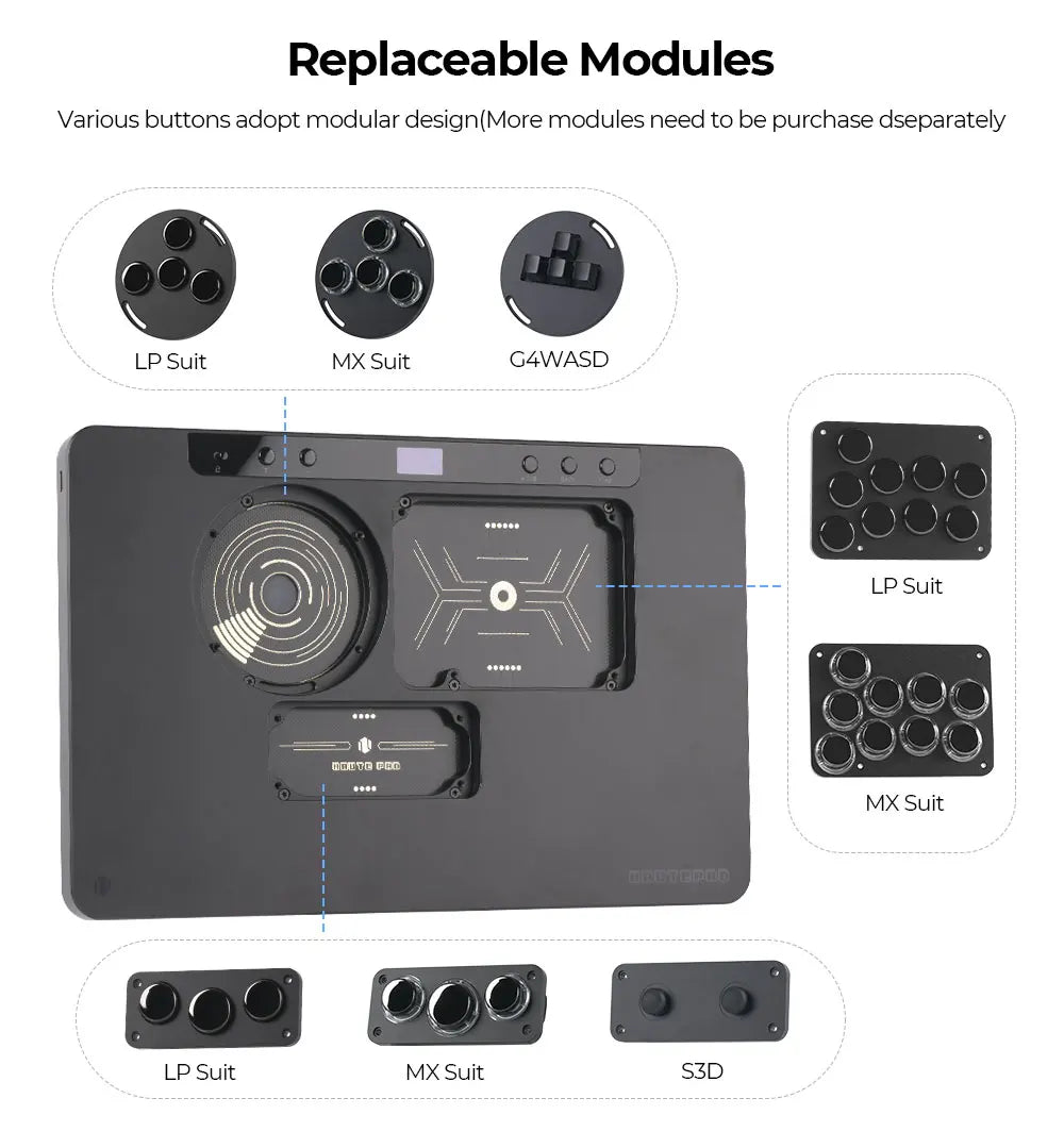 Haute42-COSMOX X Series Leverless Controller Replaceable Module Joystick Keyboard Arcade For PC/ Ps4 / Ps5 Switch Steam Hitbox