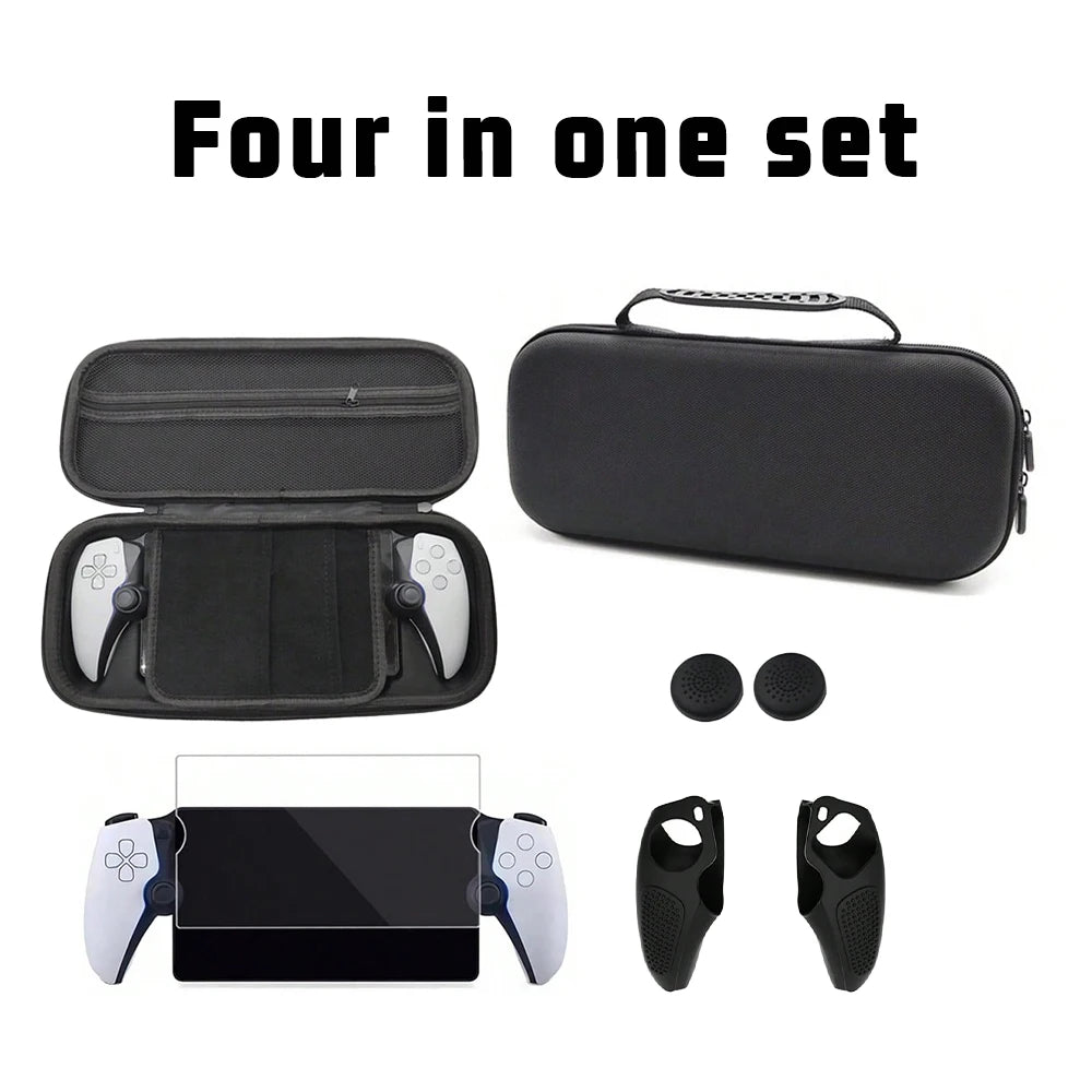 Suitable for PlayStation Portal package, including storage bag, split silicone protective cover, joystick cap, tempered film