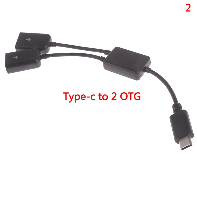 Micro USB / Type C to 2 OTG Dual Port HUB Cable Y Splitter for Tablet Android Mouse Keyboard Micro-USB Type-C Adapter Converter