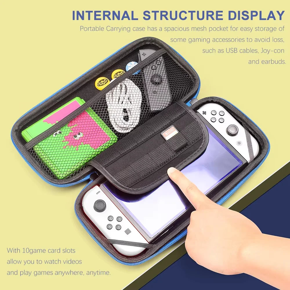 For Nintendo Switch Oled Case storage bag Pack Game Accessories Kit Hard Shell Travel Storage Bag JoyCon Protective Cover Grip