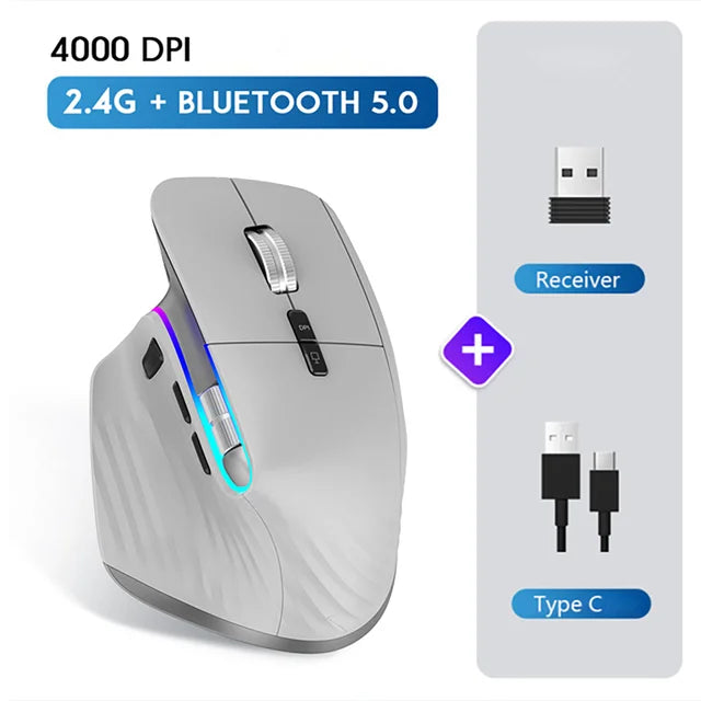 VICTSING M10 2.4G+Bluetooth wireless mouse Rechargeable office business 2.4G Wireless Ergonomic Mouse 4000DPI For PC Laptop