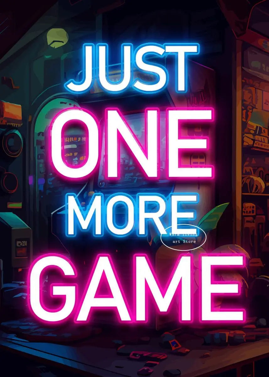 80s Retro Neon Game Quotes Poster Boy Gaming Controller Gamer Zone Room Eat Sleep Game Repeat Canvas Painting Home Decor Gift