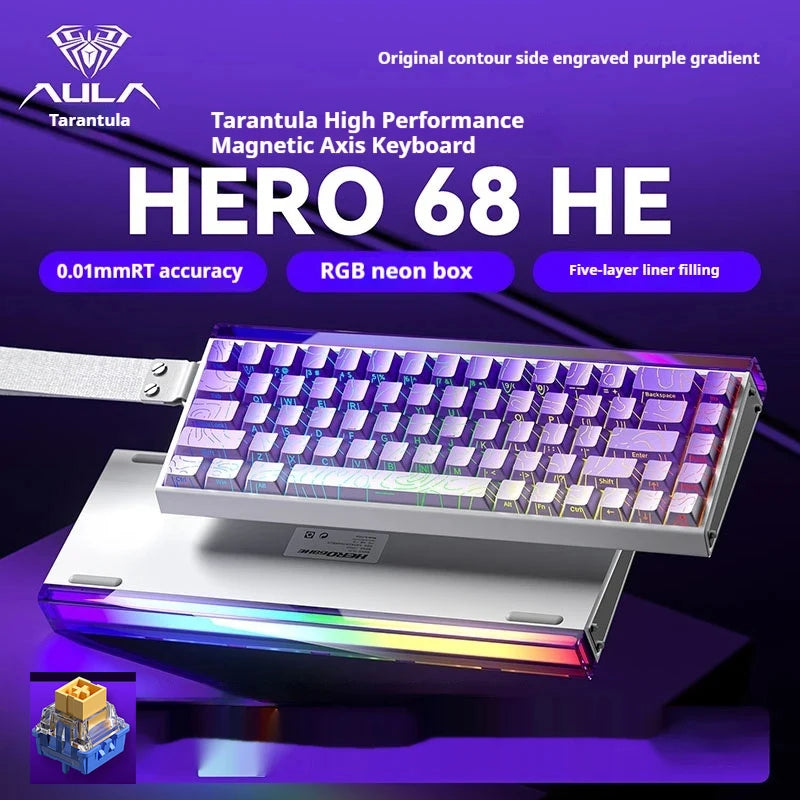 New AULA HERO 68HE/ULTRA INSTOCK Magnetic Switch Gaming Keyboard&Mouse E-sport Custom Mechanical Wired Keyboard Accessories