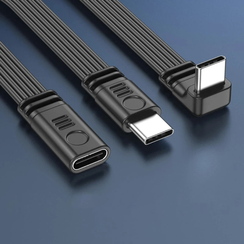 90 Degree USB C Extension Cable Male to Female Type C to Type C 480Mbps 45W Fast Charging Extender Data Cord for Samsung Xiaomi
