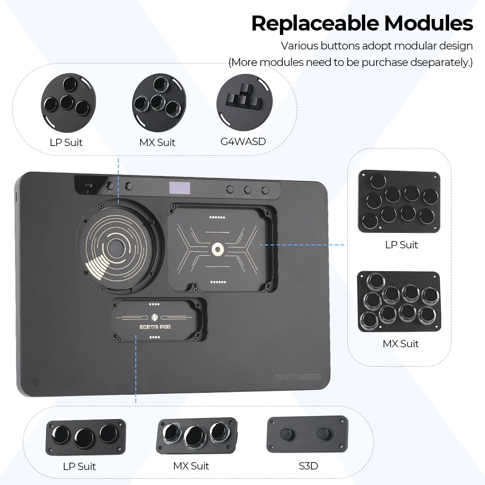Haute42-COSMOX X Series Leverless Controller Replaceable Module Joystick Keyboard Arcade For PC/ Ps4 / Ps5 Switch Steam Hitbox