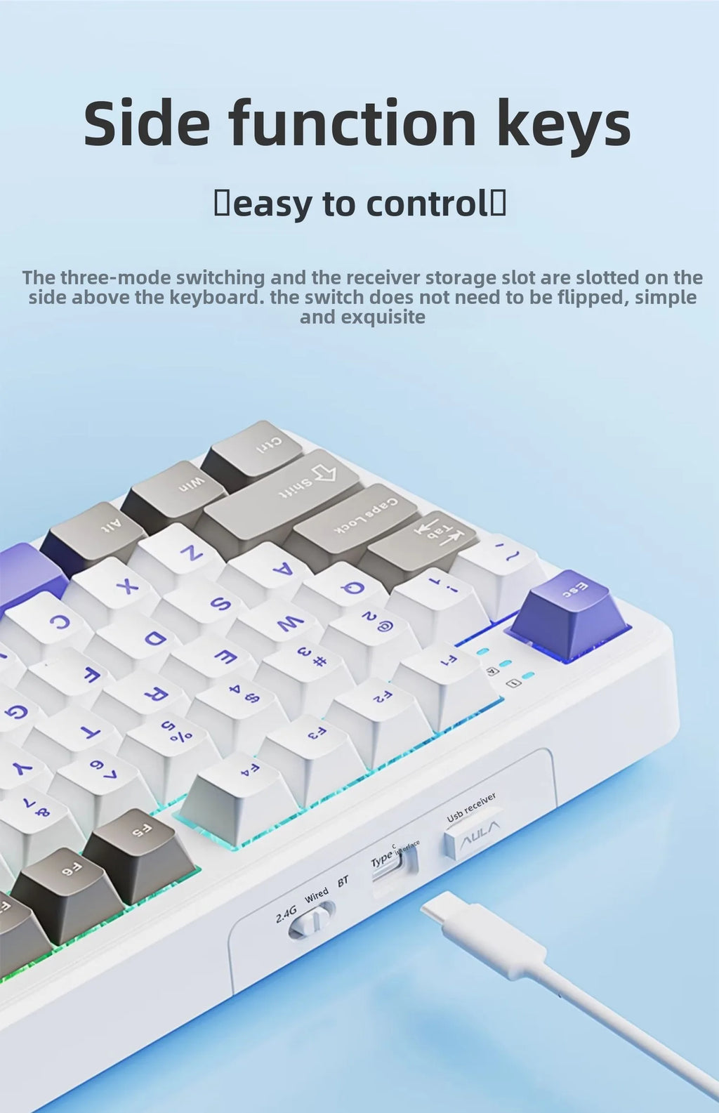 AULA F108/PRO Gaming Keyboard Mechanical RGB Hot Swappable Wireless 2.4G Polling Rate 100% Layout Hifi Switch Custom Accessories