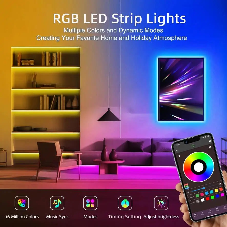 TV Ambient USB LED Light Strip Color Change Music Sycn RGB Self-adhesive 5V Smart APP Control Lights for Home Decor