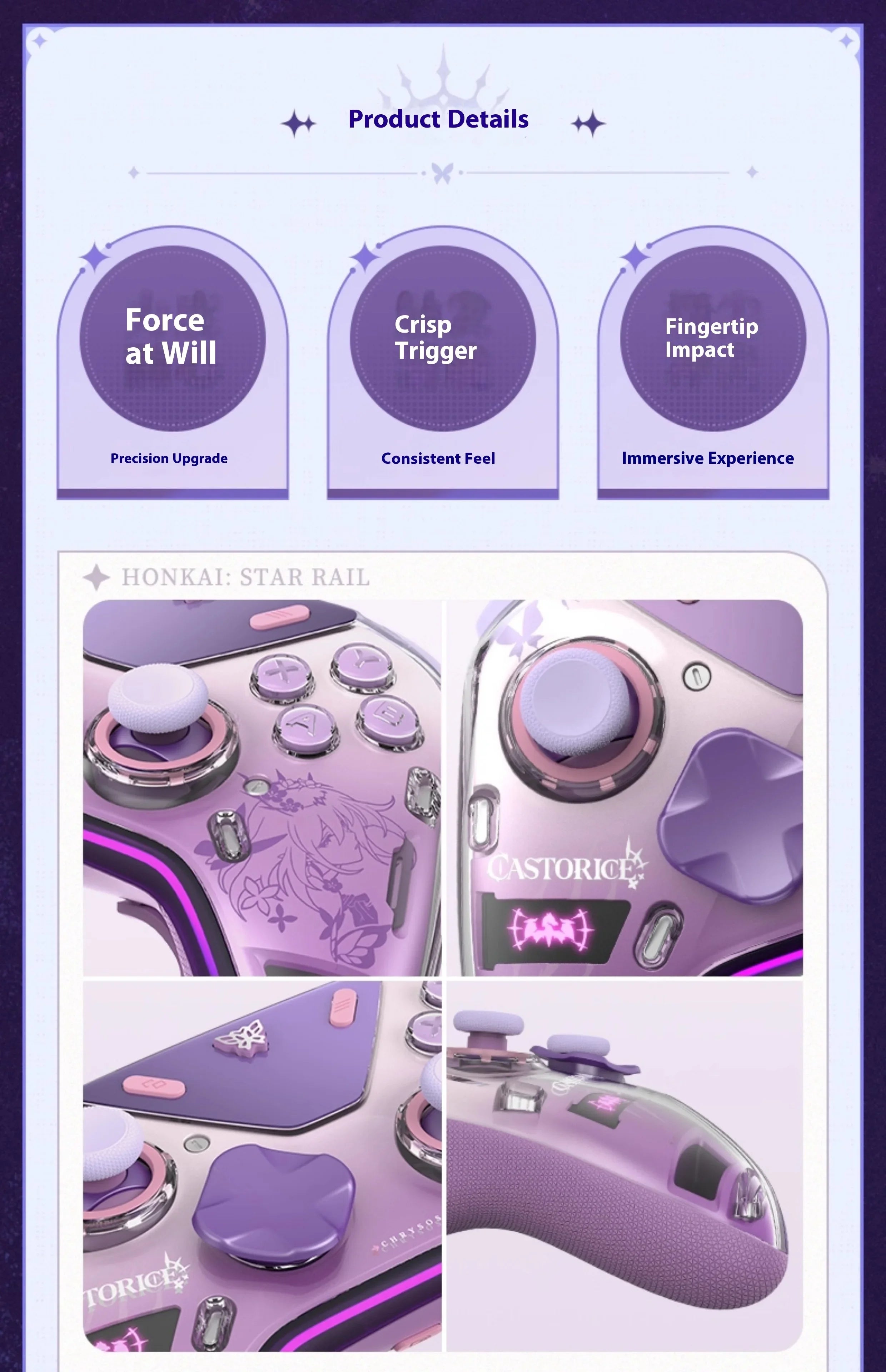 NEW miHoYo INSTOCK Honkai Star Rail Castorice APEX 5 Elite Gamepads Wireless Gamepad Force Feedback Bluetooth Game Controller