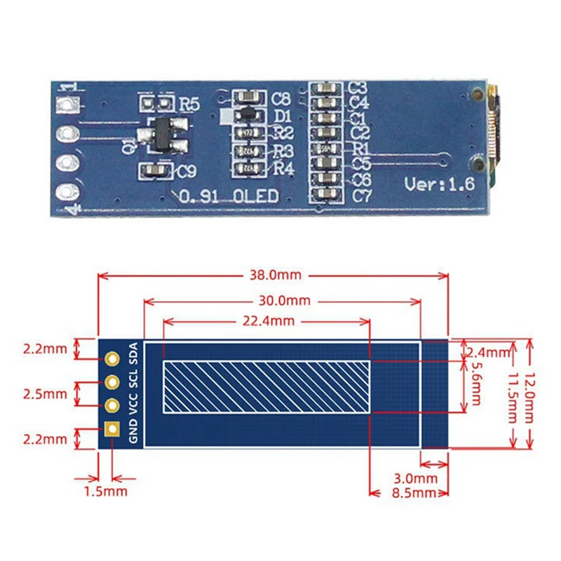 B27B 0.91 Inch 128X32 IIC I2C White OLED LCD Display For Bitaxe Gamma 601 Supra 401 Ultra Bitcoin Miners DIY LCD Module