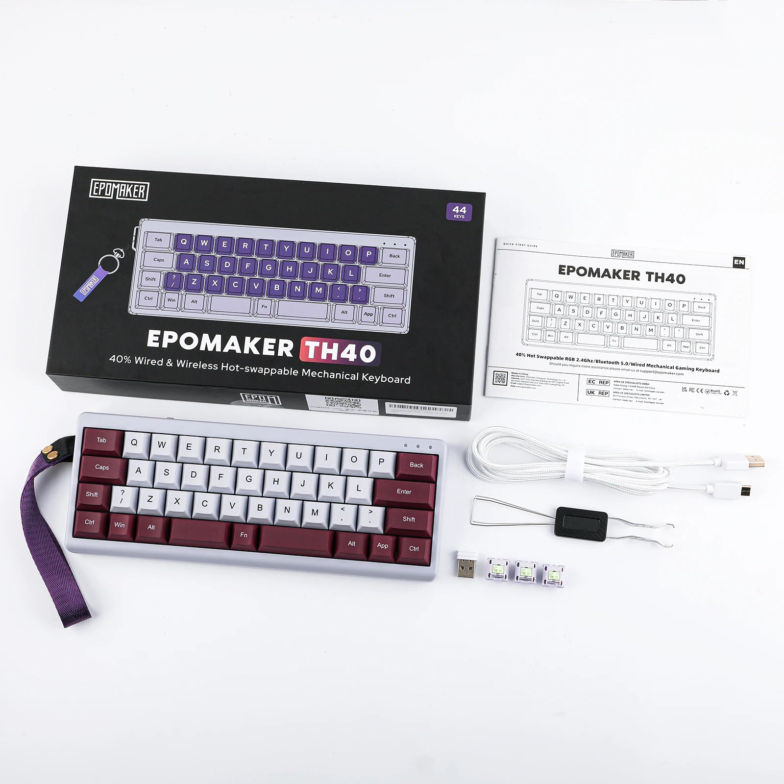 EPOMAKER TH40 QMK/VIA Ultra-Compact 40% Layout Hot-Swap Gasket-mounted Type-C Wired/Bluetooth/2.4G Wireless Mechanical Keyboard