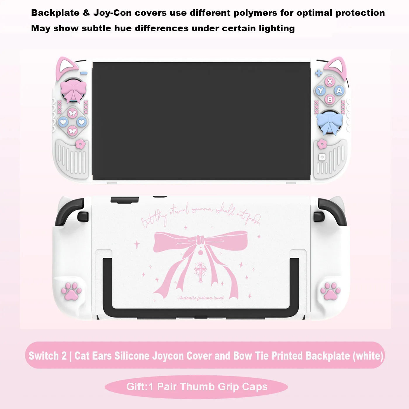 Micro-Frosted Hard Protective Case for Nintendo Switch / OLED / Switch 2 - Silicone Grip Protective Cover,Cat Ear Joycon Cover