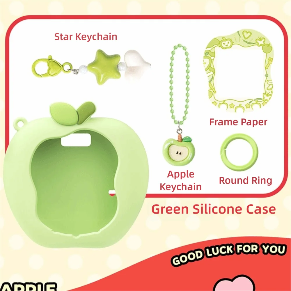 Silicone Protective Knob Cover with Panel Paper Pendant Protective Shell Red Pink Strawberry for Tamagotchi for Paradise Uni