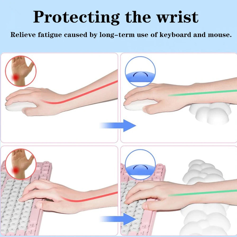 Cloud Wrist Rest Keyboard Memory Foam Mouse Mat Anti-slip Keyboard Handle Support MousePad Set Ergonomic Cloud Wrist Brace